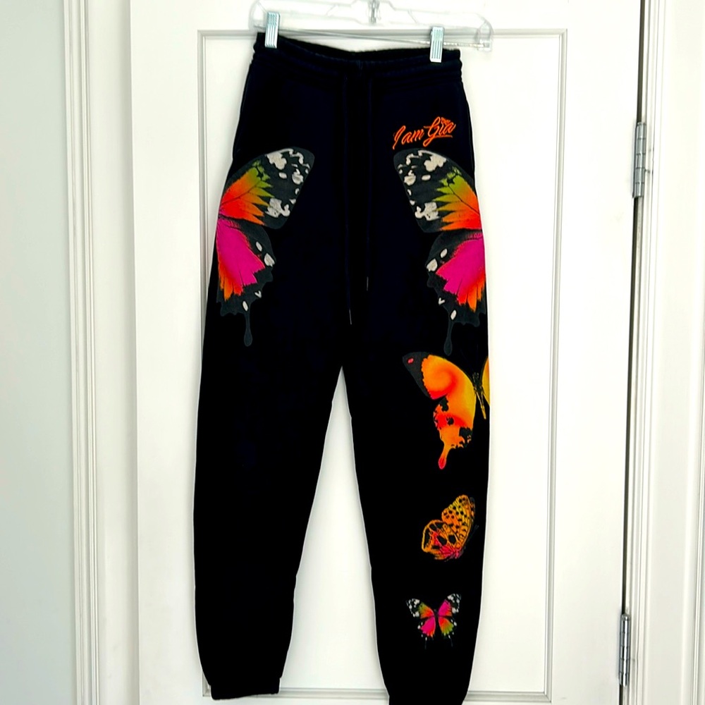 I.AM.GIA black sweatpants with butterfly detail in XXS